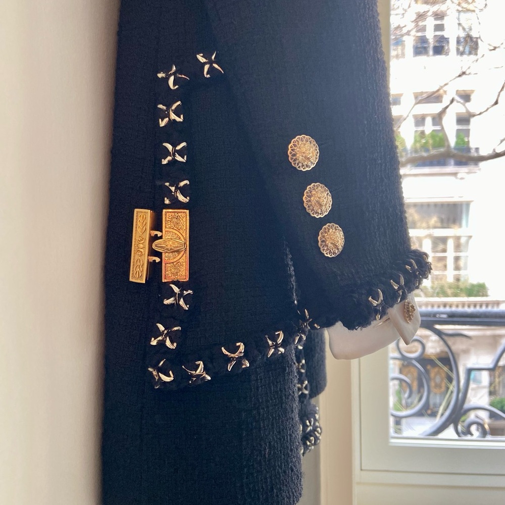 Chanel Black Blazer and Dress Set with Metallic Embellishments - Picture 4 of 16